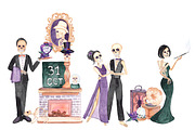 Skeleton Party Watercolor Clipart, an Illustration by s.yanyeva (Thumbnail 5 of 5)