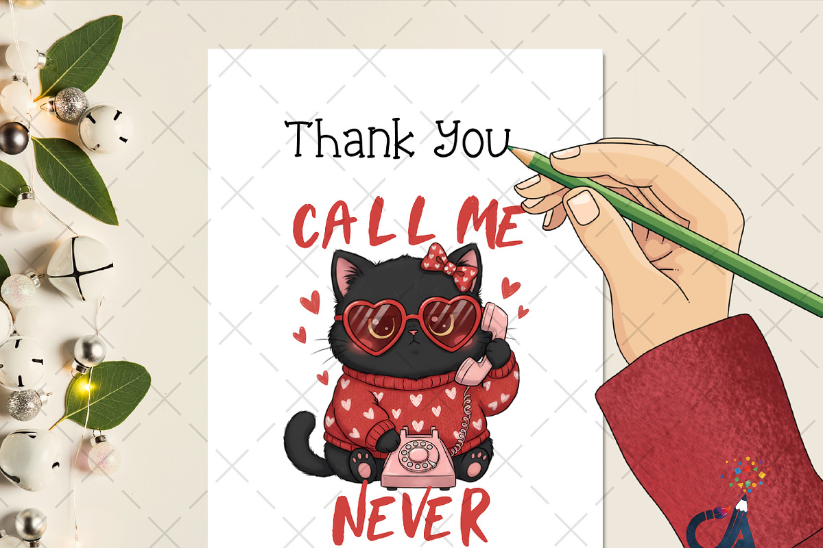 Funny Sarcastic Valentine Black Cat, an Illustration by Creative Art (Photo 2 of 6)