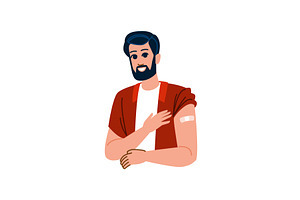 Smiling man showing vaccinated arm, an Object Illustration by pikepicture