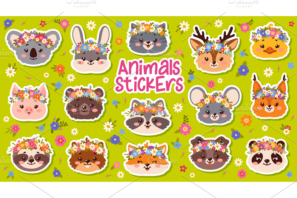 Cute animal stickers, an Animal Illustration by Buch&Bee