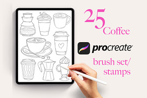 25 Coffee Procreate Stamps