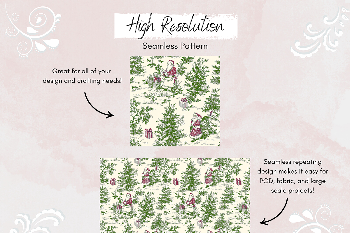 Green Christmas Toile Digital Paper, a Pattern Graphic by Paper & Pattern Studio (Photo 3 of 9)