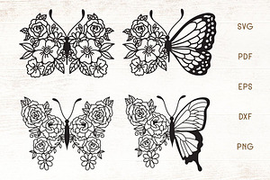 Flower Butterfly SVG - Vector