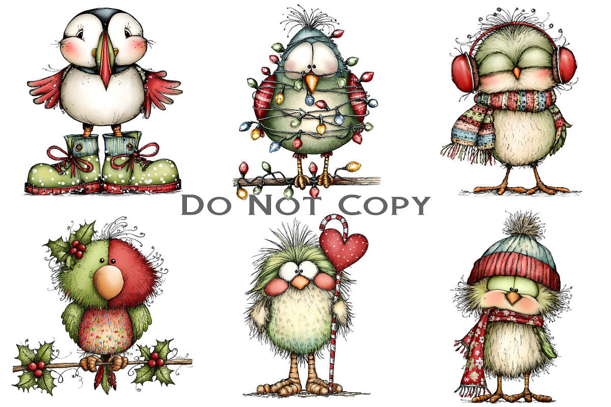 Whimsical Fluffy Christmas Birds, an Illustration by Craft Nest (Photo 7 of 9)