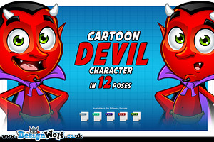Cartoon Devil Character in 12 Poses
