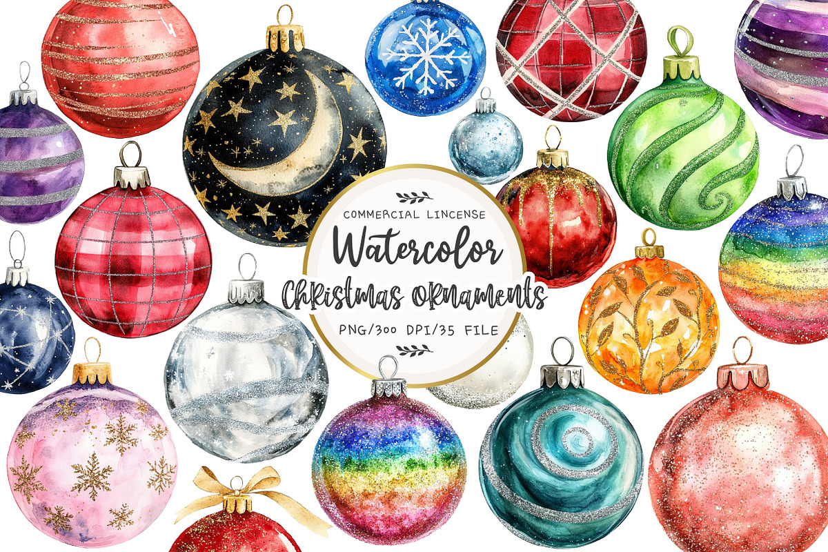Christmas Ornaments Clipart, an Illustration by OK Design (Photo 1 of 5)