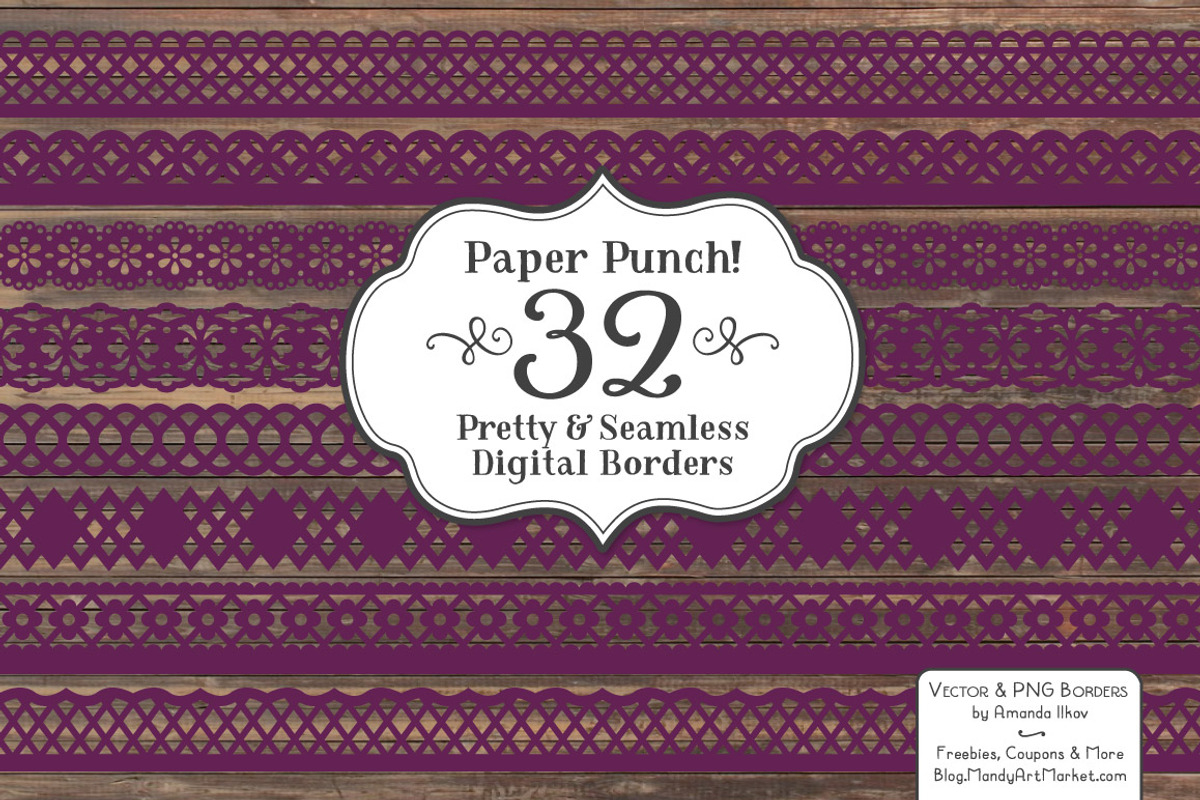 Plum Lace Clipart Borders, an Illustration by Amanda Ilkov (Photo 2 of 5)