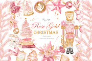 Rose Gold Christmas Cliparts, an Illustration by TheHappyGiftArt (Thumbnail 1 of 7)