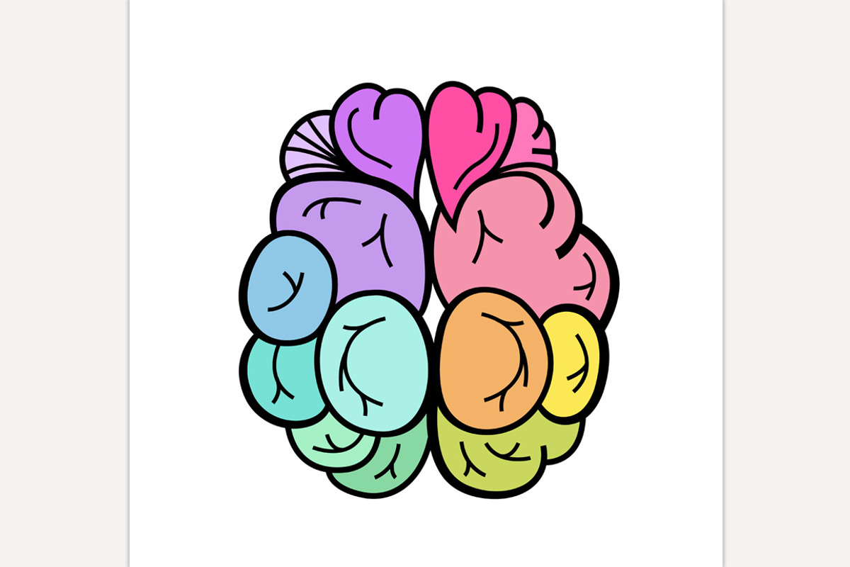 Brain symbol composed of a vibrant, an Outline Icon by Anna's Shop