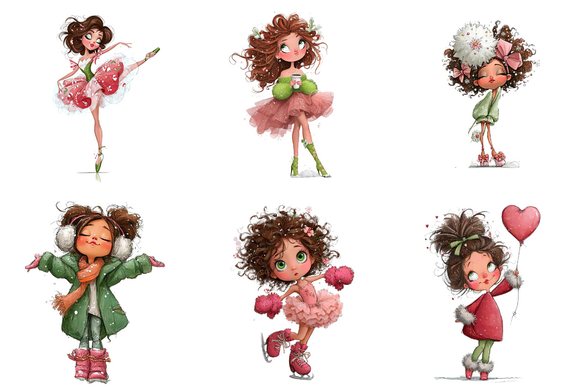 Christmas girl clipart, an Illustration by CreationArt (Photo 3 of 5)