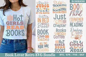 Book Lover Retro SVG Bundle ,Book, a Graphic by akazaddesign