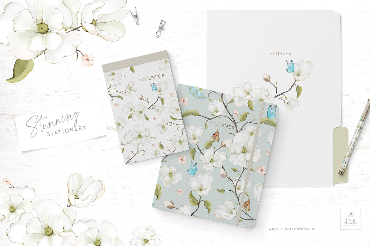 Butterfly and Magnolias Pattern, a Pattern Graphic by bhldesigns (Photo 7 of 7)