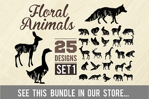 Buffalo - Floral Animals Cut SVG