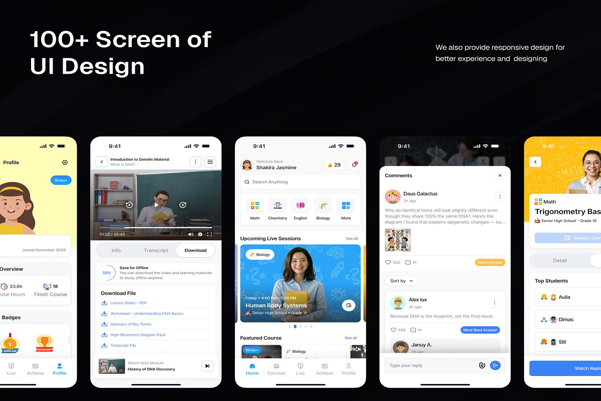 Sinau - E-Learning App UI Kit, an UI Kit Template by Lumina_ui_ux202 (Photo 5 of 8)