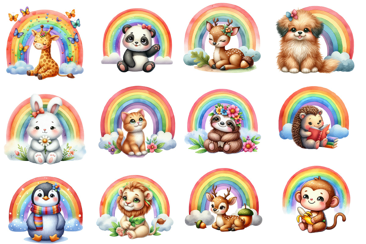 Rainbow Clipart, Rainbow Animals Png, an Illustration by Designworld (Photo 3 of 6)