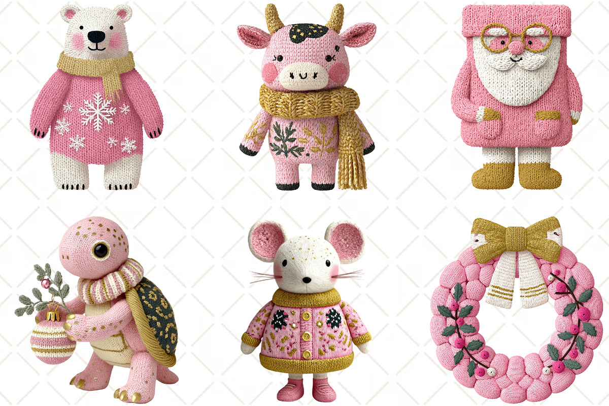 Crochet Christmas Clipart, an Illustration by Black Bird Studio (Photo 2 of 6)