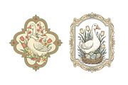 Vintage Happy Easter Goose Label, an Illustration by SinaCreation (Thumbnail 4 of 6)