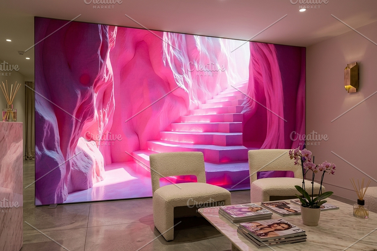 Pink Surreal Cave Staircase Photo, a Background Graphic by Aura Canyon HQ (Photo 2 of 7)