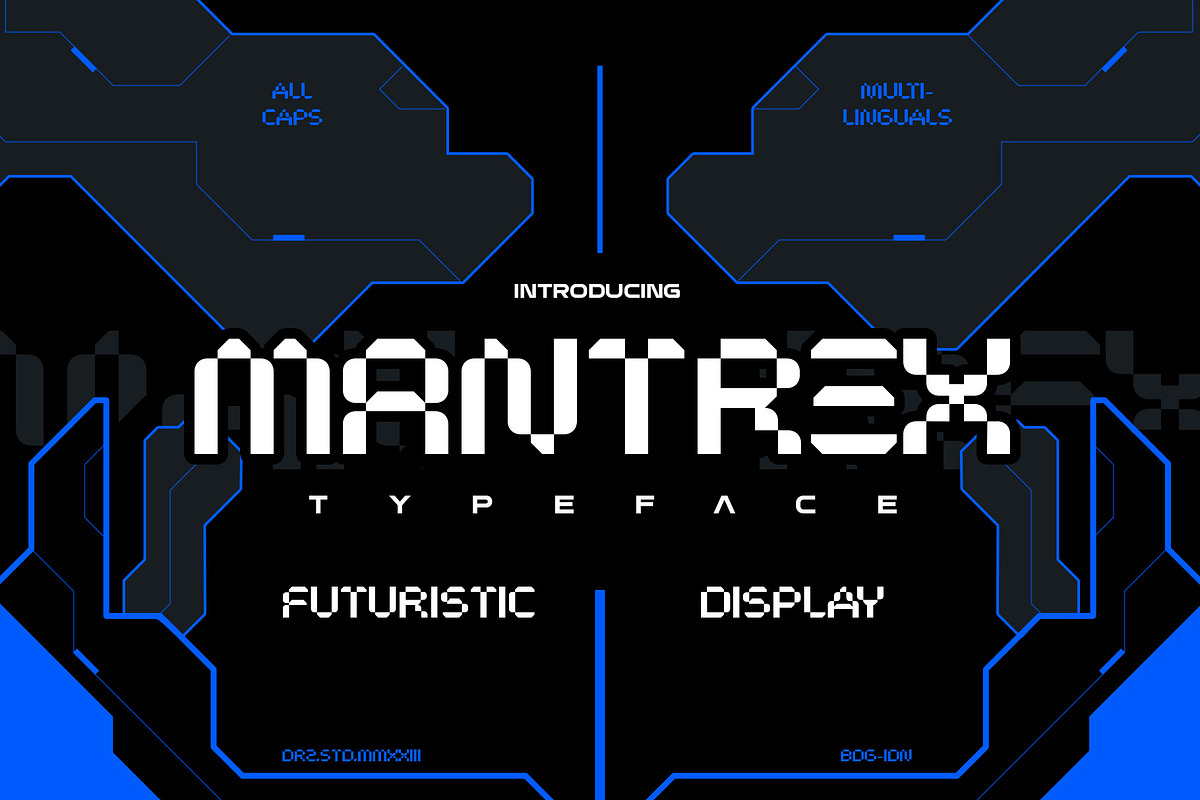 Mantrex - Futuristic Display Font, a Sans Serif Font by Drizy (Photo 1 of 10)