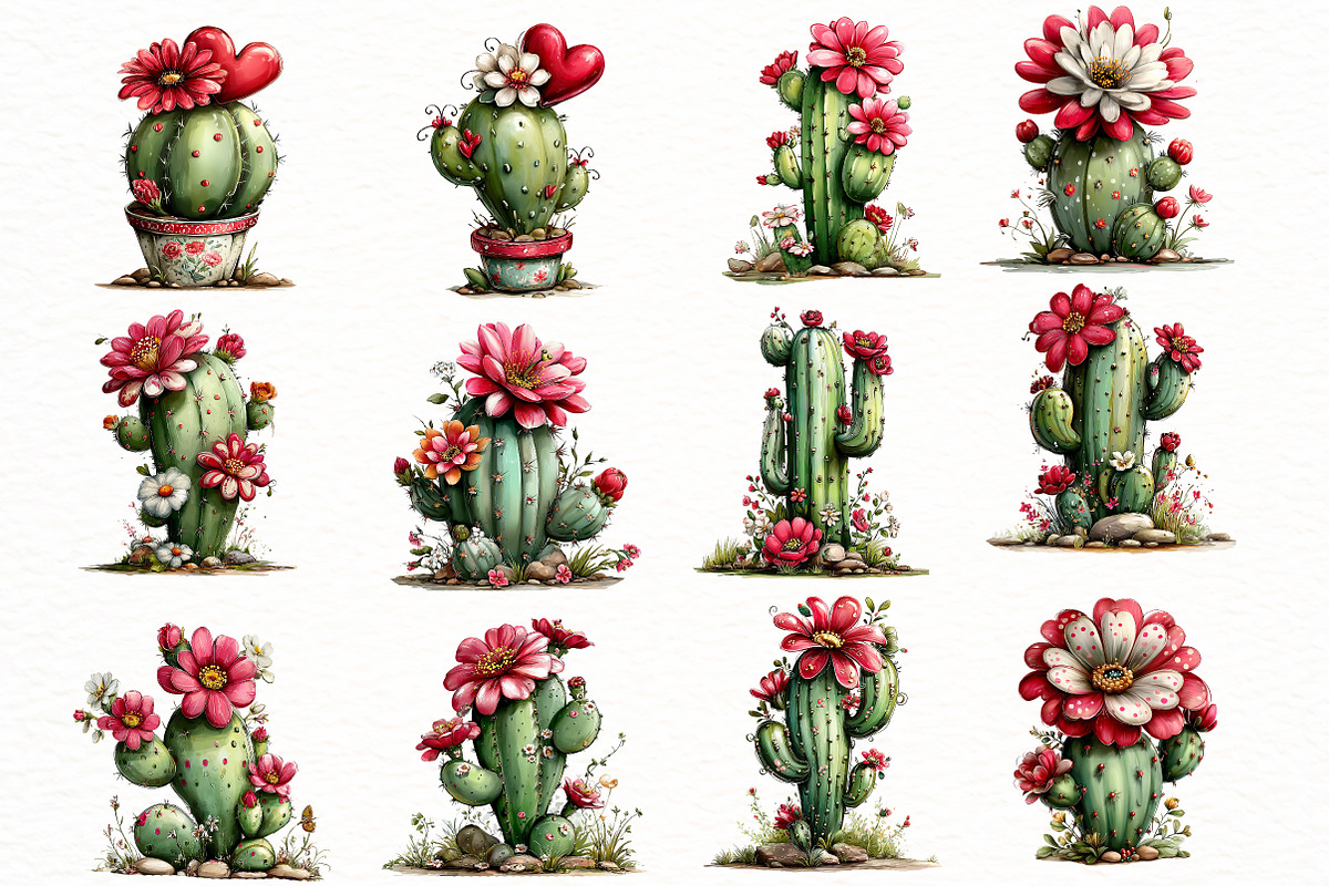 Whimsical cactus clipart, an Illustration by Designworld (Photo 4 of 8)