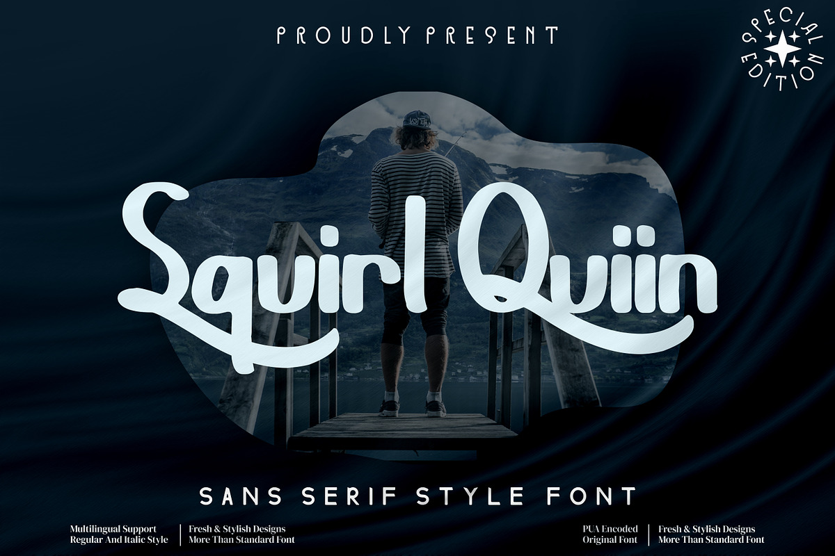 Squirl Quiin - Script style font, a Sans Serif Font by mahstudios (Photo 1 of 7)