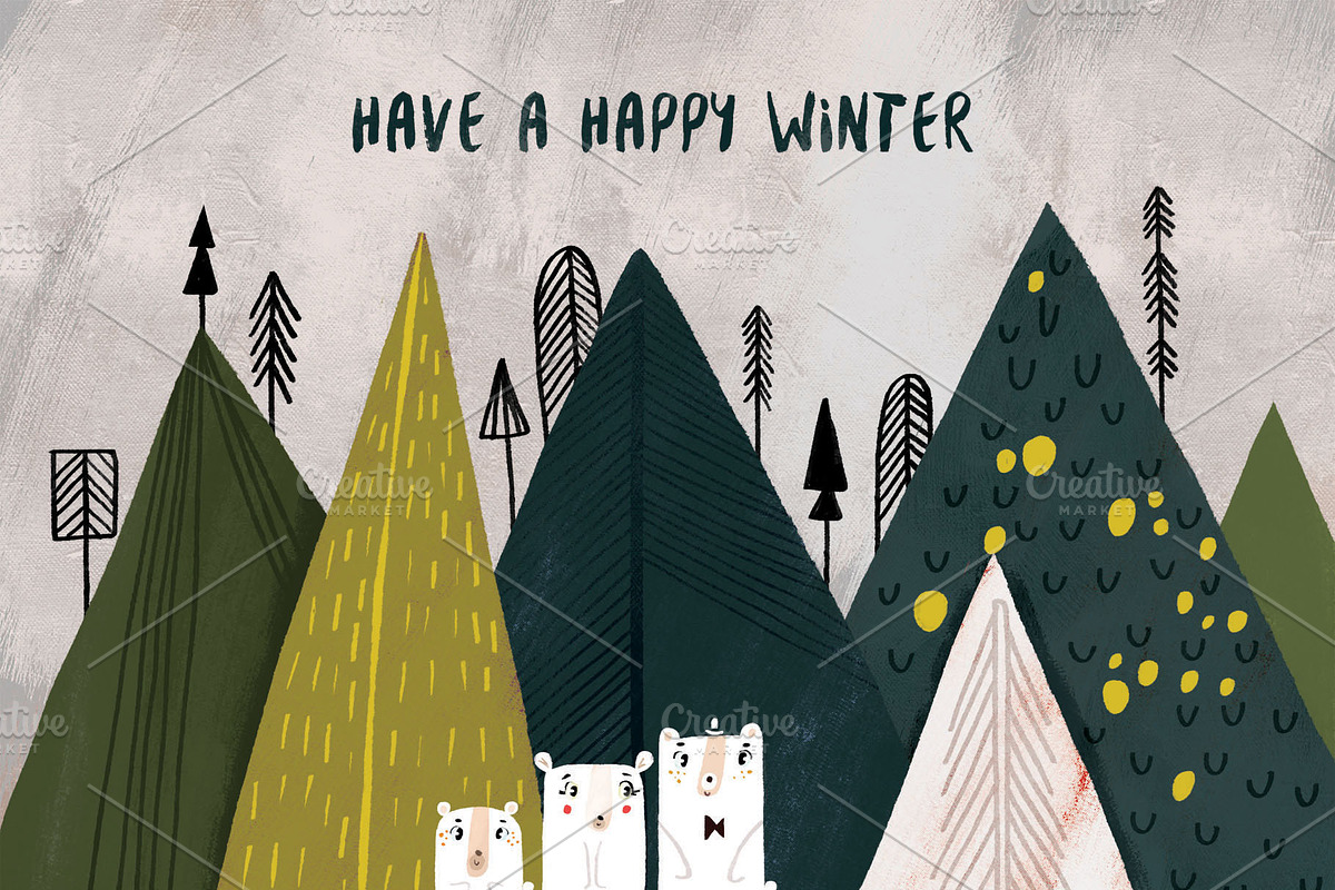 12 Christmas Postcards, an Animal Illustration by Ovocheva (Photo 5 of 12)