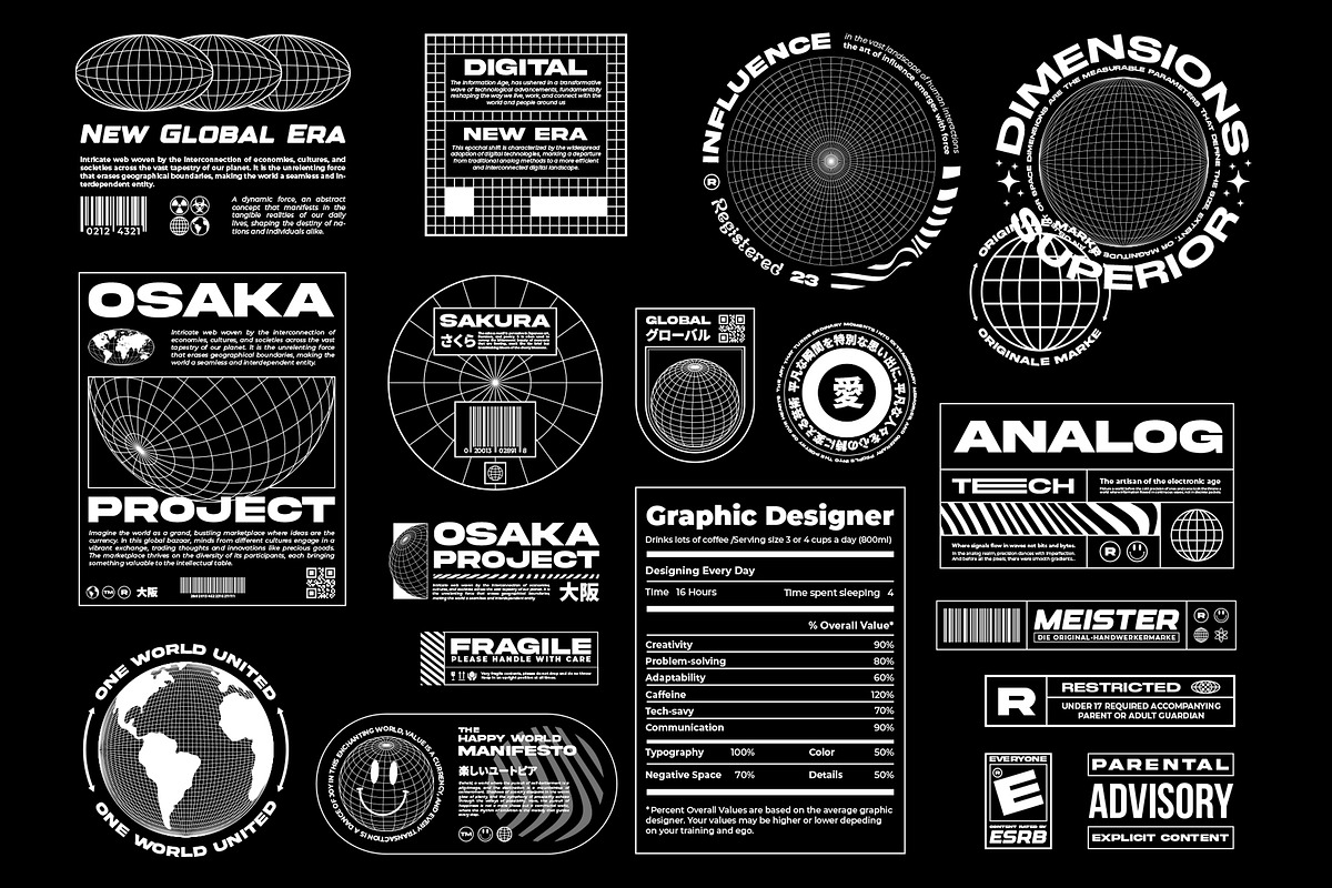 Retro Futurism Brutalist Collection, a Branding & Logo Template by Graphicdome (Photo 9 of 13)