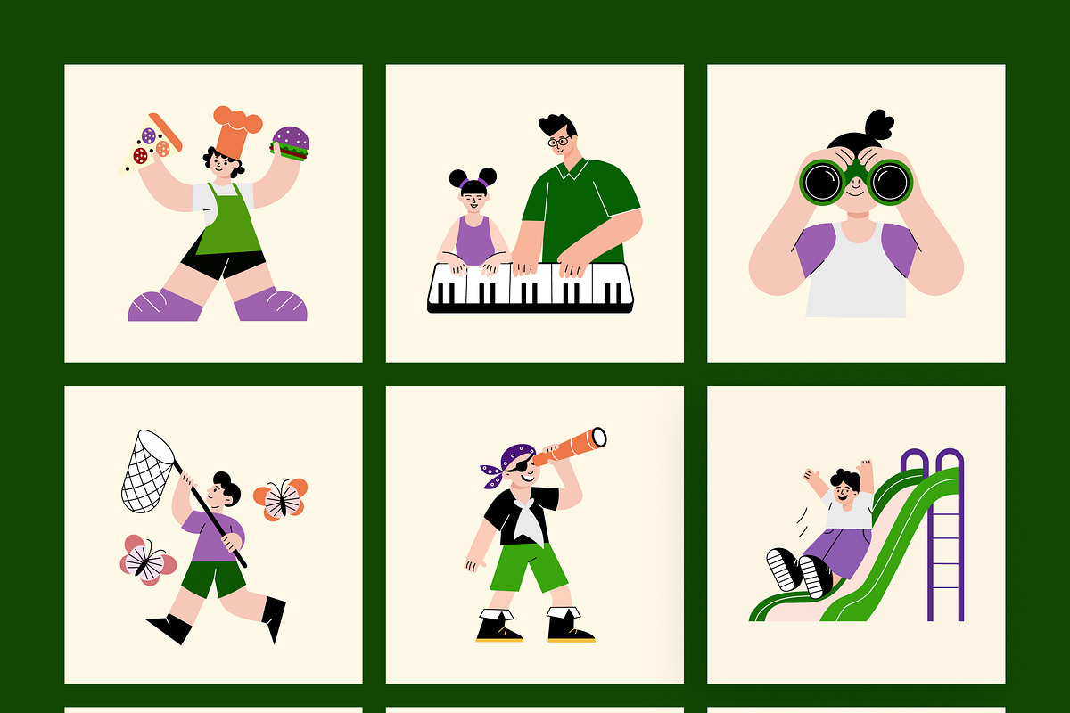 Childhood Illustration Art Set, a Person Illustration by Brickclay (Photo 7 of 9)