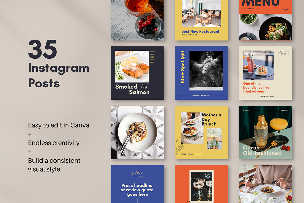Restaurant Instagram Kit | Canva, a Social Media Template by Rose & Co. (Photo 2 of 8)