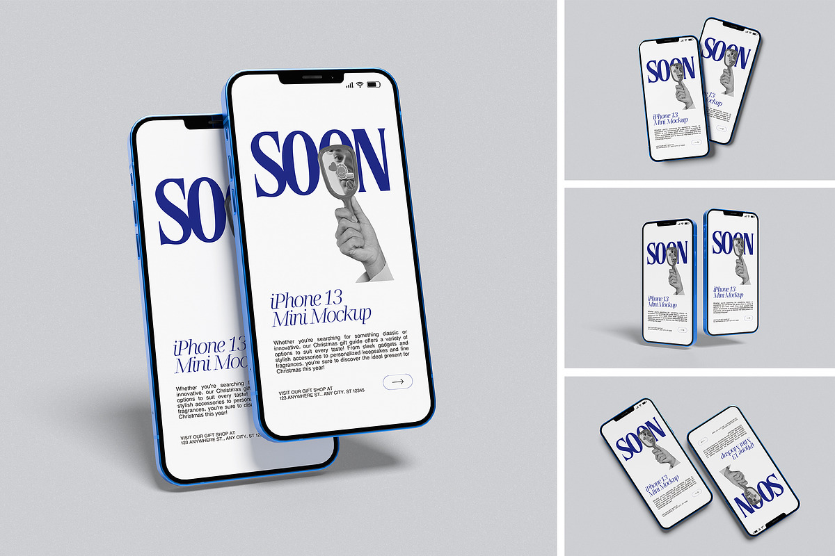 Iphone 13 Mini Mockup, an iPhone Mockup by swsi-studio (Photo 1 of 5)