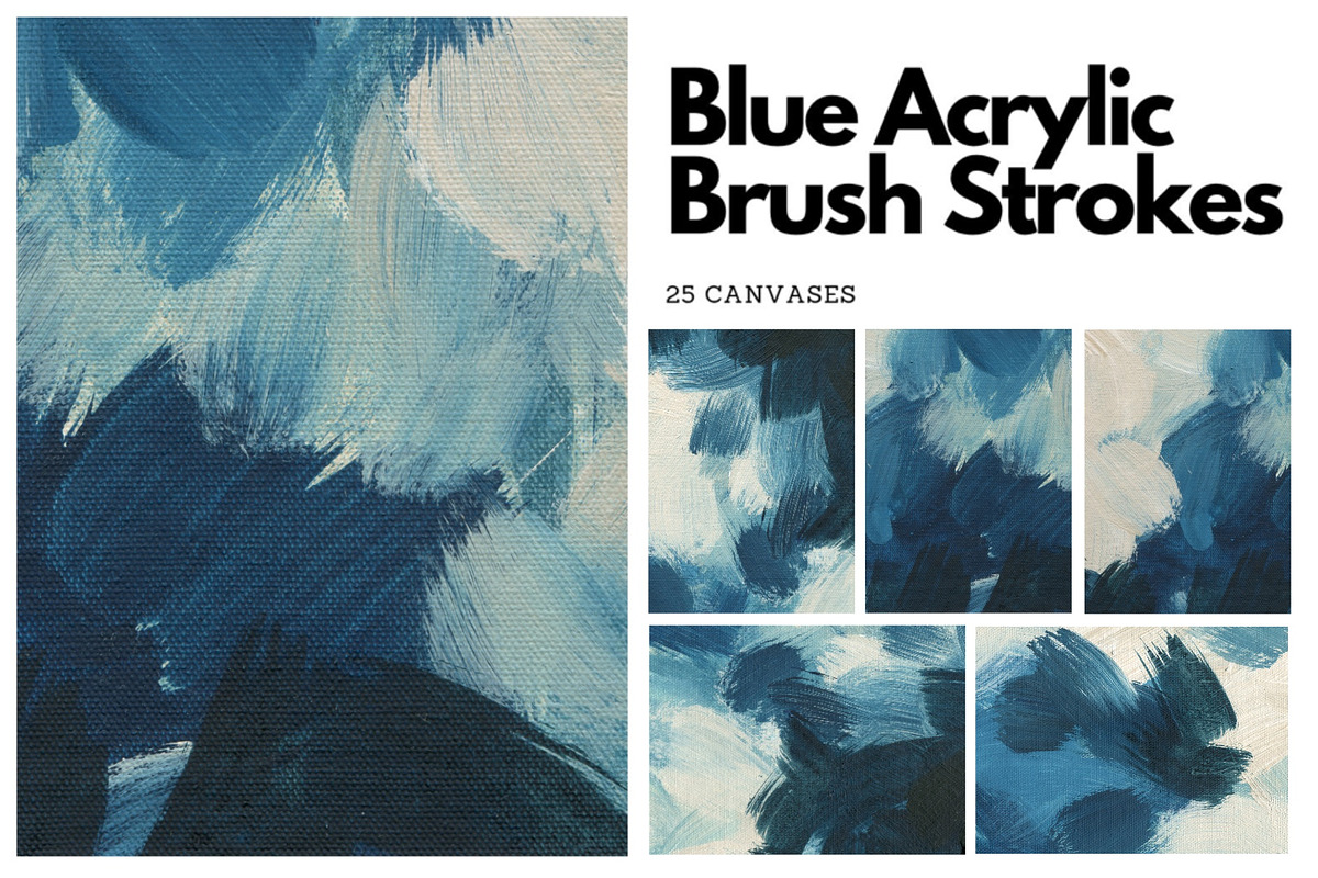 Blue Acrylic Brush Strokes Canvases, a Texture Graphic by Helga Wigandt (Photo 1 of 7)