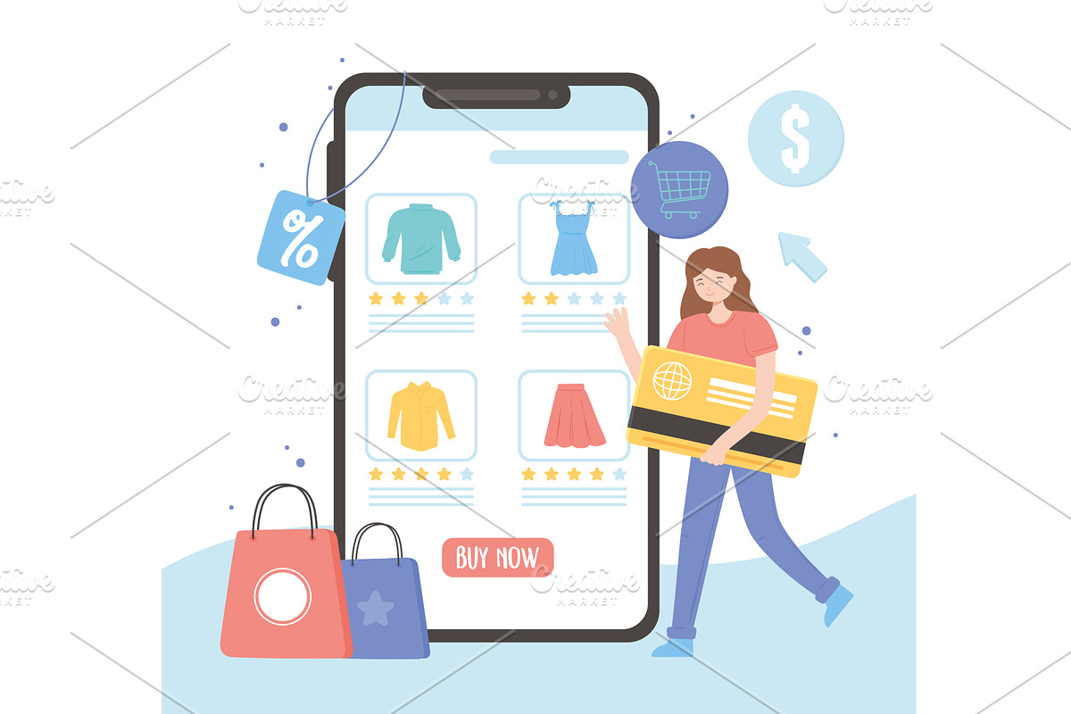 online shopping clothes, a Person Illustration by studiogstock