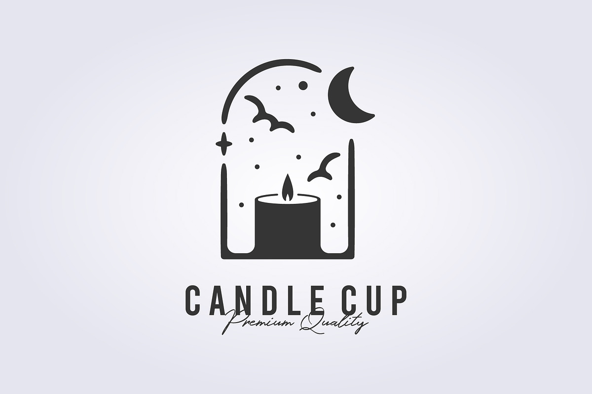 candle light logo minimalist simple, a Branding & Logo Template by Lodzrov