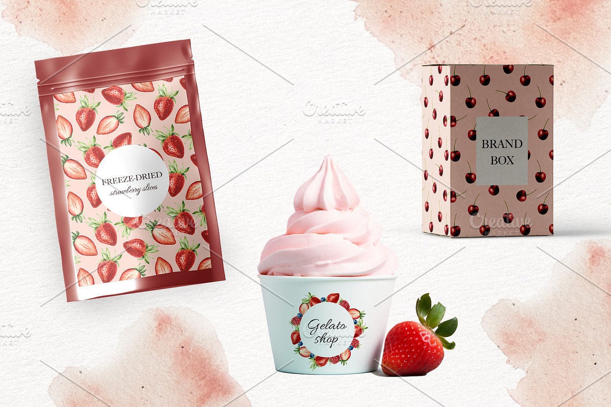 Ice cream watercolor collection, a Food Illustration by Navenzeles (Photo 8 of 12)