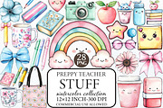 Preppy Teacher Stuff Sublimation Cli, an Illustration by Libby Wishes (Thumbnail 1 of 7)