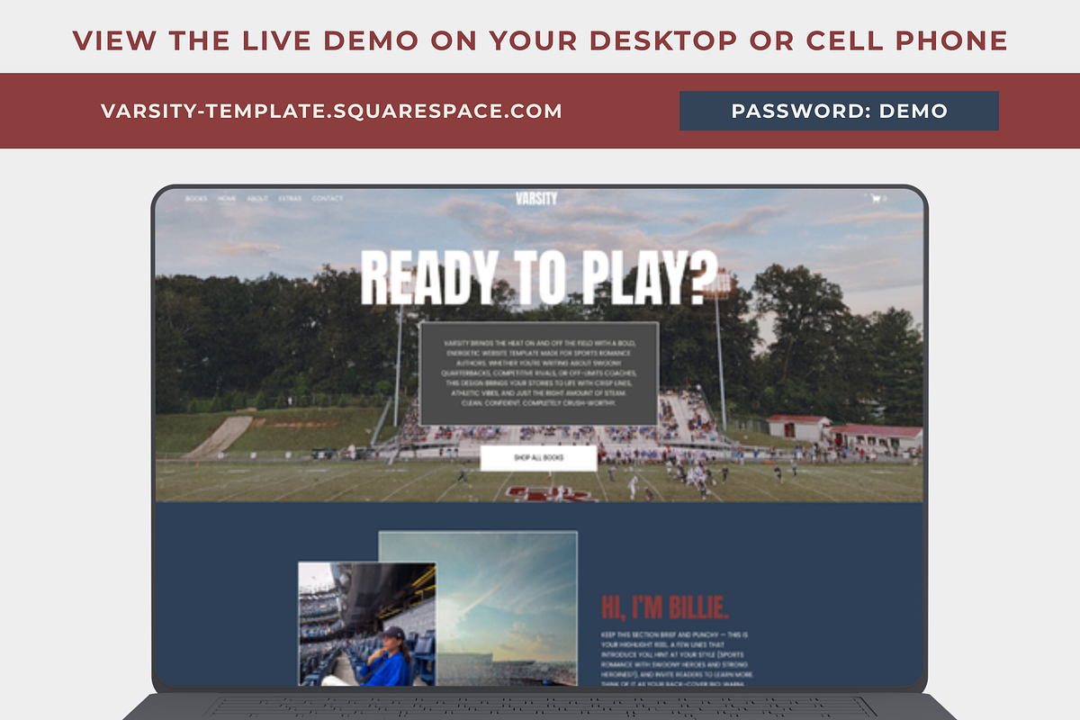 Squarespace Author Website Template, a Squarespace Template by Billie Grace Studio (Photo 2 of 8)