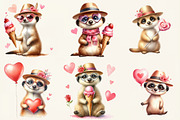 Watercolor Valentine Day Meerkat, an Illustration by DreamCafeArt (Thumbnail 2 of 6)