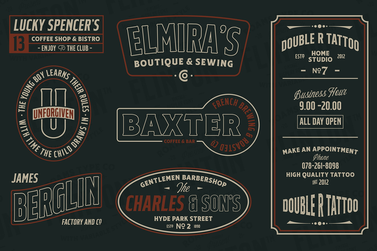 Flinton - Vintage Bundle Fonts, a Serif Font by Roams Type (Photo 12 of 14)