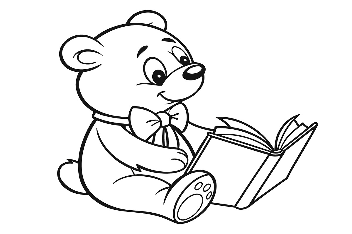 Robot Reading Book Coloring Page, a Wallpaper Graphic by hkmonir (Photo 2 of 3)