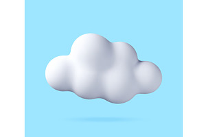 White 3d cloud icon isolated on blue, a Technology Illustration by Abscent