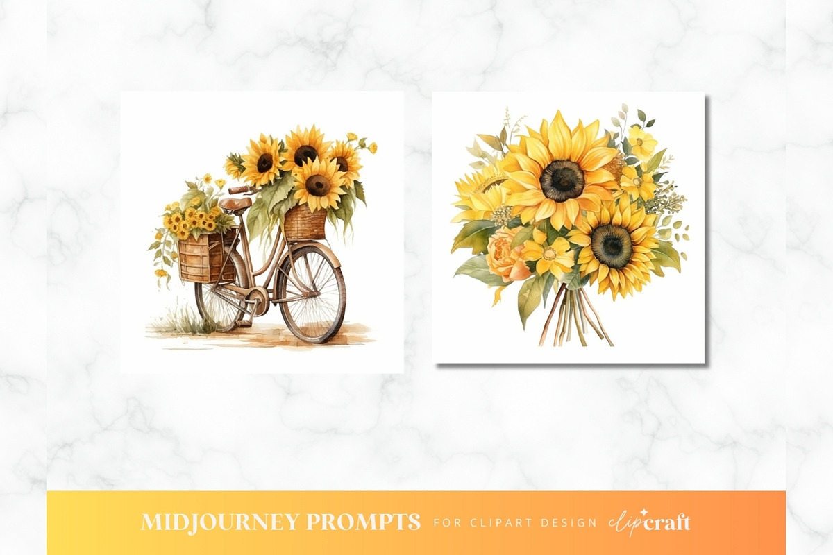 Sunflower Clipart Midjourney Prompt, a Decorative Illustration by ClipCraft (Photo 5 of 9)