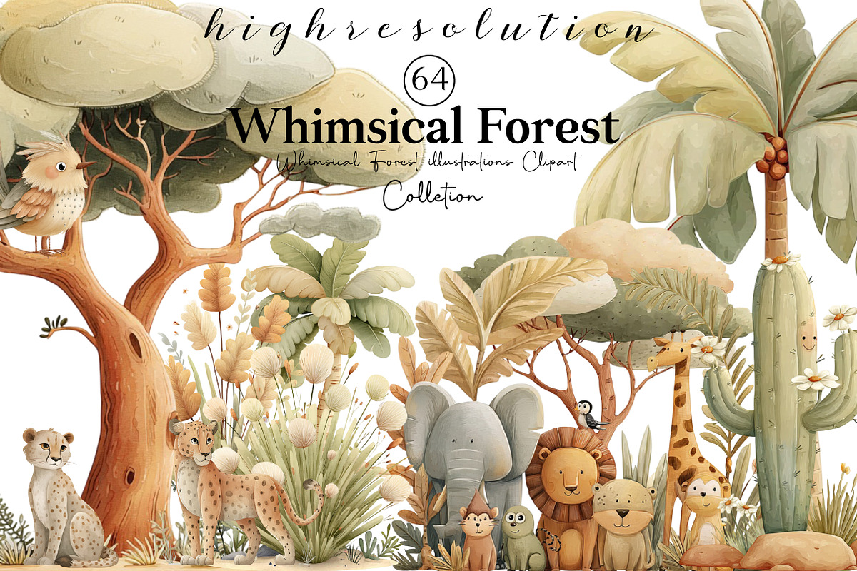 Whimsical Forest Clipart, an Illustration by DreamCafeArt (Photo 1 of 8)