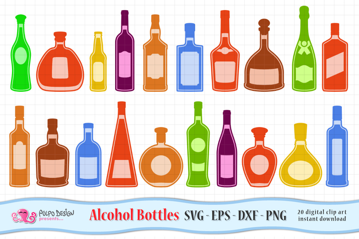 Alcohol Bottles SVG, Eps, Dxf, Png., an Object Graphic by PolpoDesign (Photo 1 of 3)
