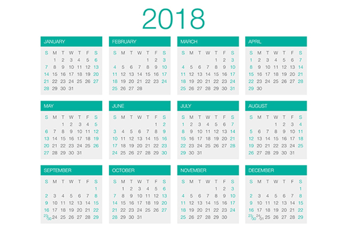 Calendar Vector 2018, a Stationery Template by Urazovsky Design
