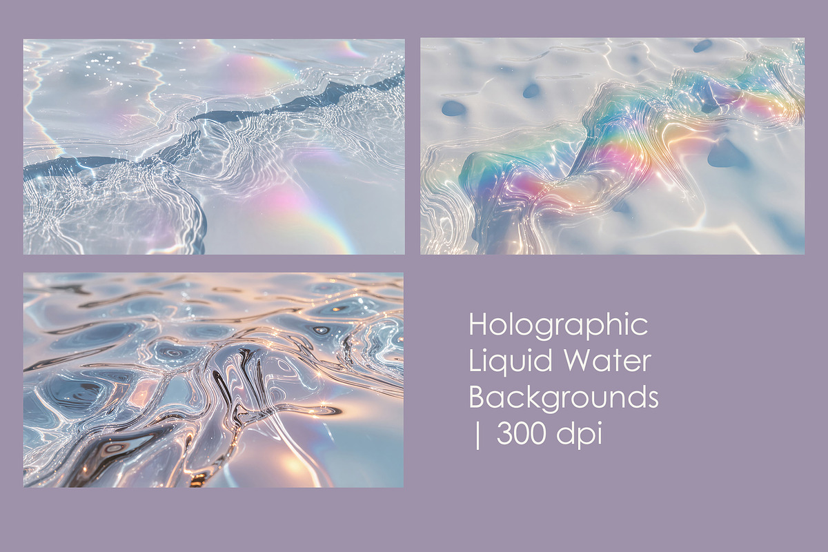 Holographic Liquid Water Backgrounds, a Decorative Illustration by StockVerse Creative (Photo 1 of 4)