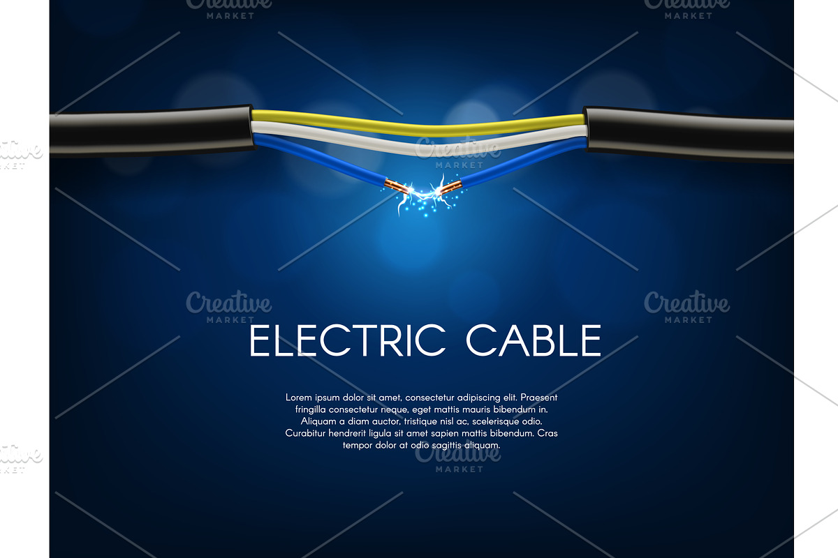 Short circuit in electrical cable, a Technology Illustration by Vector ...