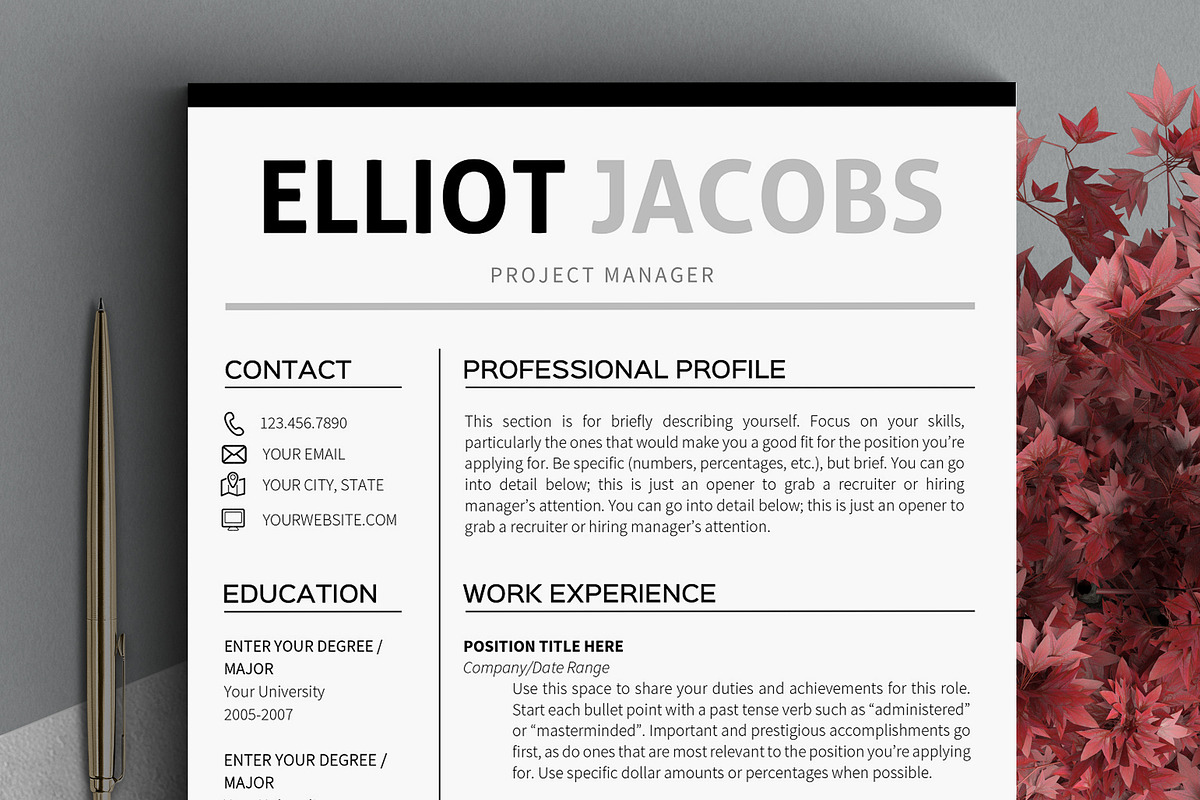 Minimalist Resume Template Clean CV, a Resume Template by LevelUpResume (Photo 1 of 5)