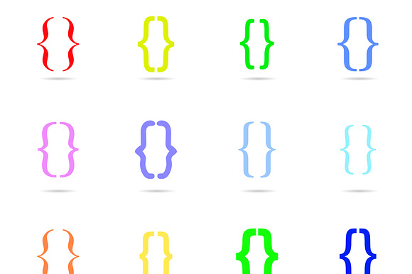 Curly Bracket Icon Colored Set