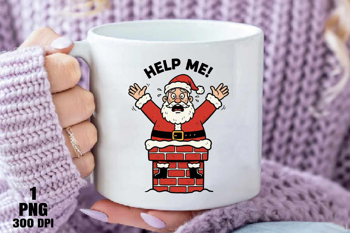Funny Santa Stuck in Chimney Christm, an Illustration by Daily.Designs (Photo 3 of 10)