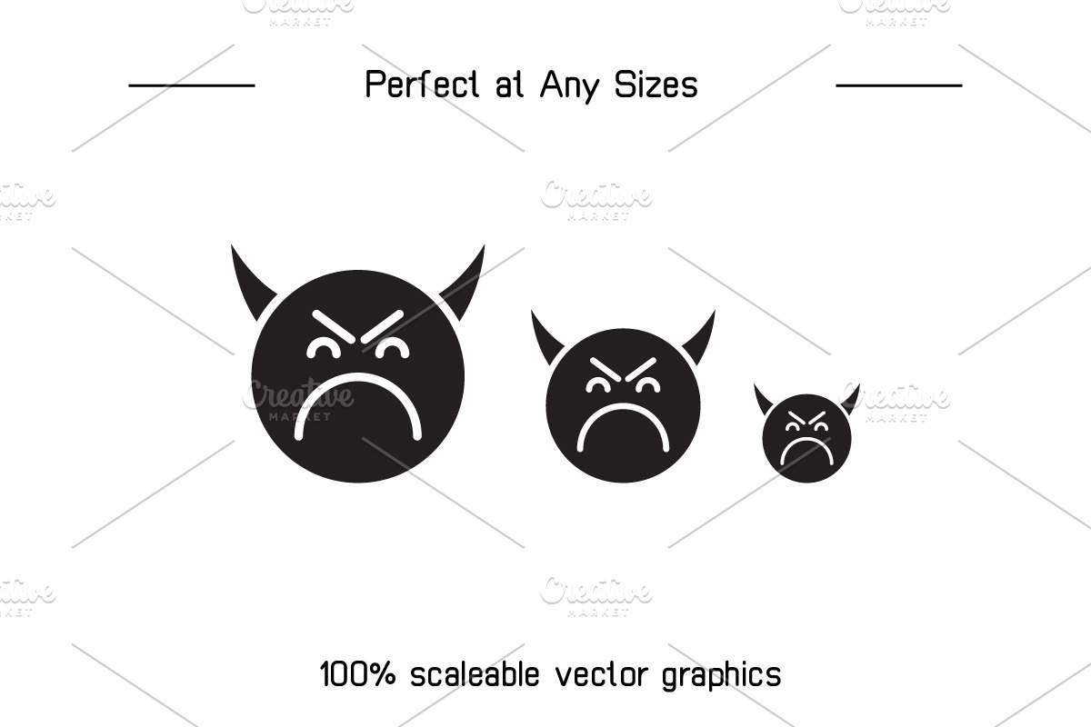 Bored and Moody Devil Emojis, a Solid Icon by Designfour (Photo 7 of 7)